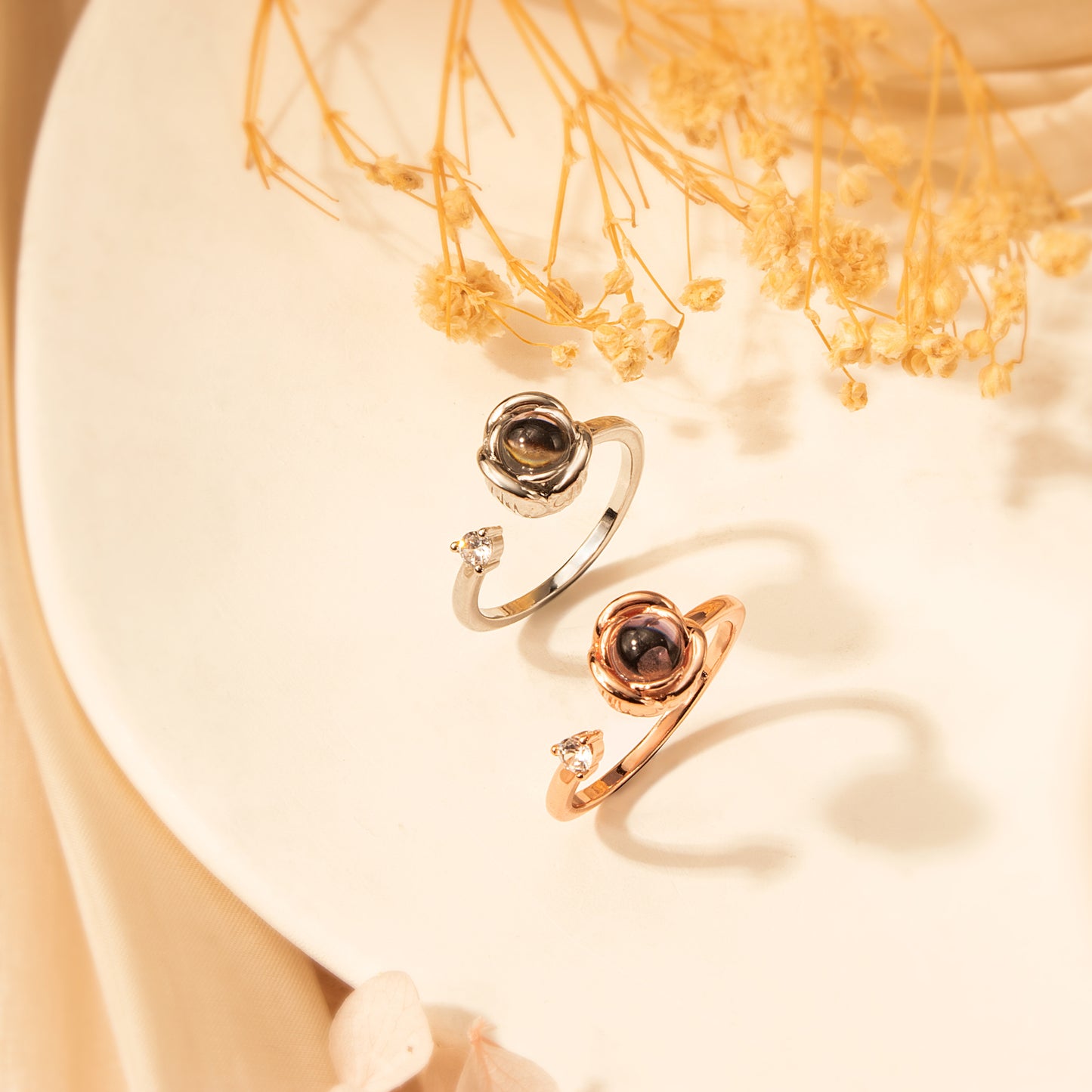 Rose Photo Projection Memorial Ring