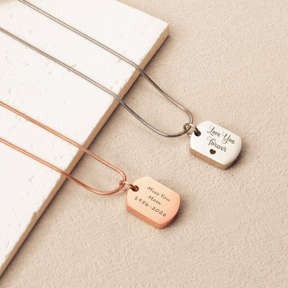 Vertical Engraving Dog Tag Memorial Necklace