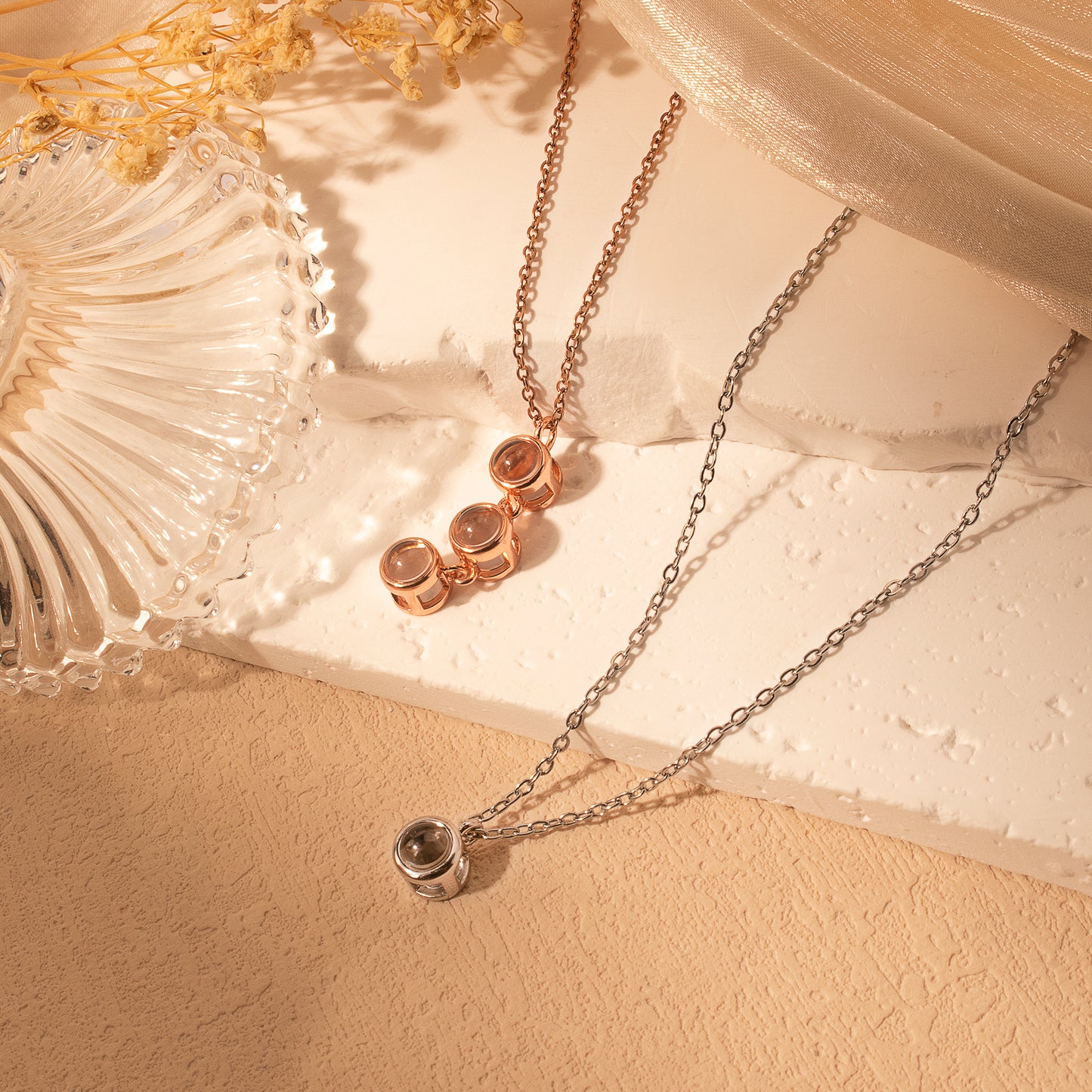 Round Multi-Photo Projection Necklace