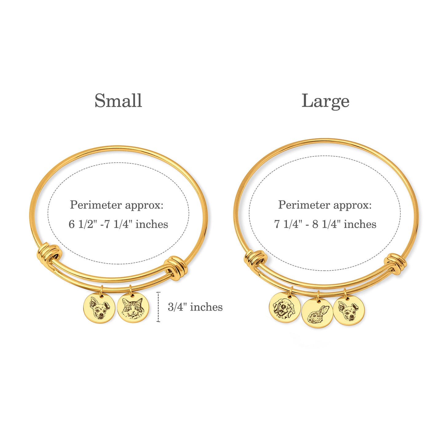 Custom Pet Portrait Charm Adjustable Bracelet