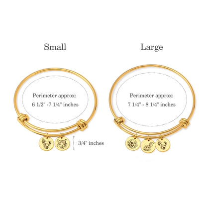 Custom Pet Portrait Charm Adjustable Bracelet