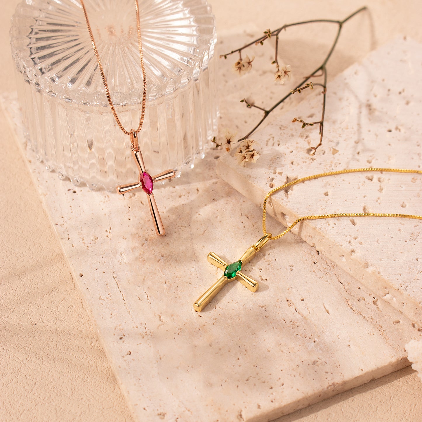 Personalized Birthstone Cross Necklace