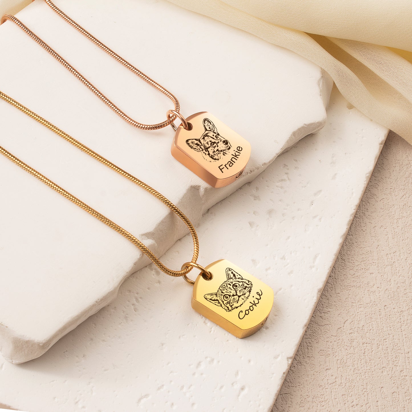 Custom Pet Portrait Dog Tag Memorial Necklace