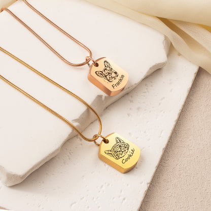 Custom Pet Portrait Dog Tag Memorial Necklace