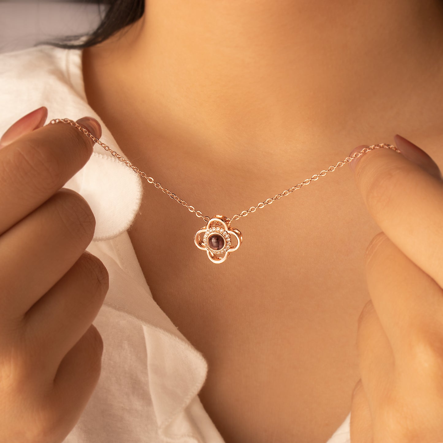 Clover Photo Projection Necklace