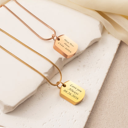 Vertical Engraving Dog Tag Memorial Necklace