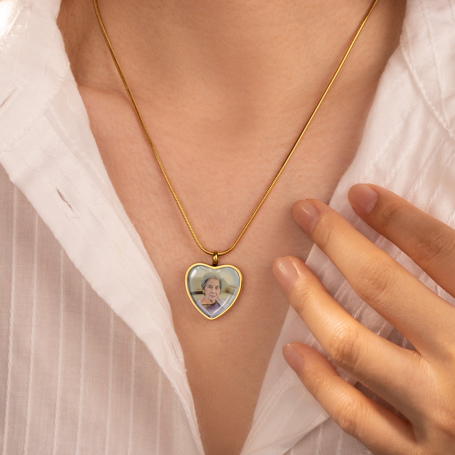 Heart Memorial Ashes Holder Necklace with Photo