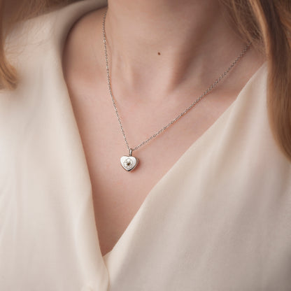 Birth Flower Mini Heart Memorial Necklace