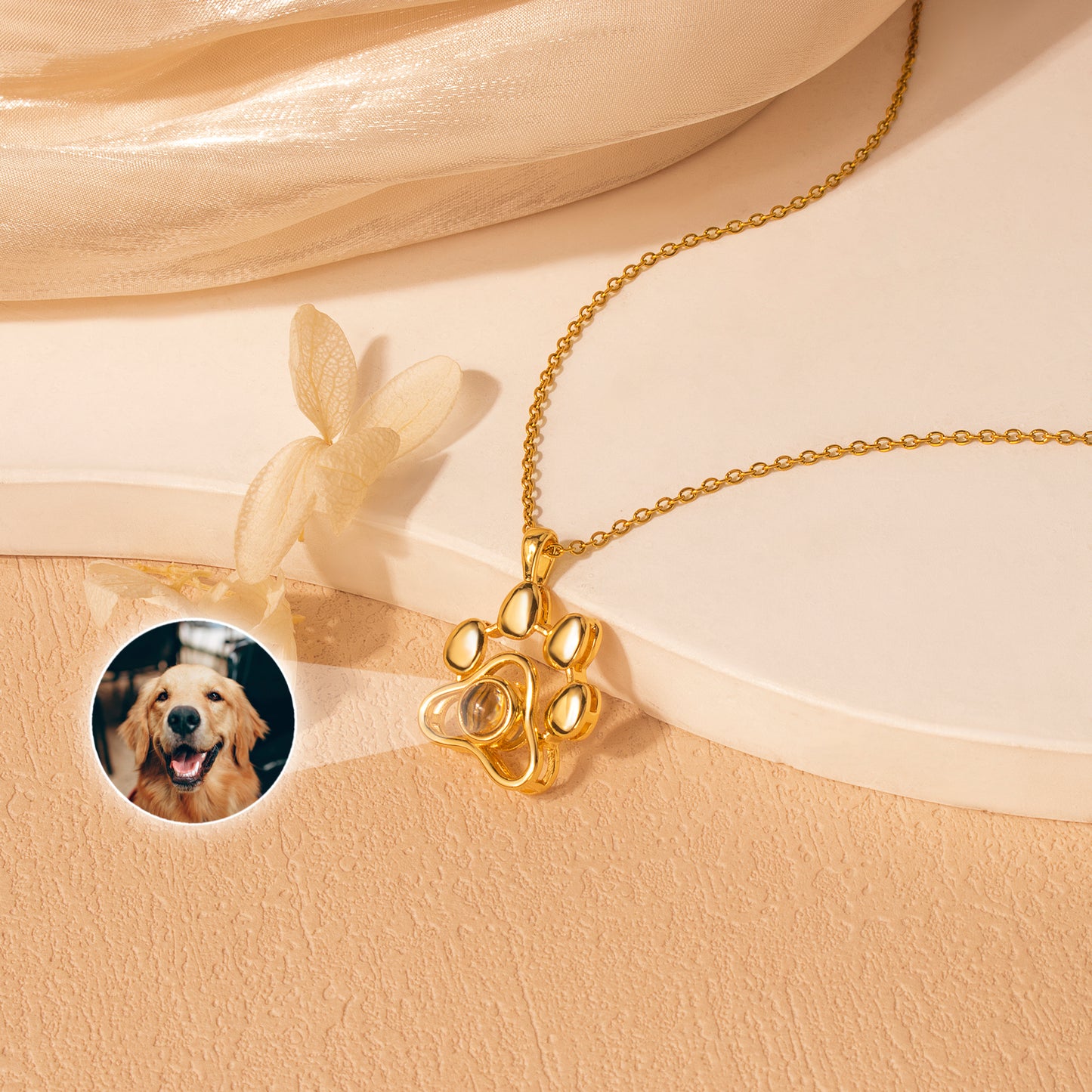 Paw Print Photo Photo Projection Necklace