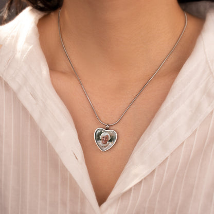 Heart Memorial Ashes Holder Necklace with Photo