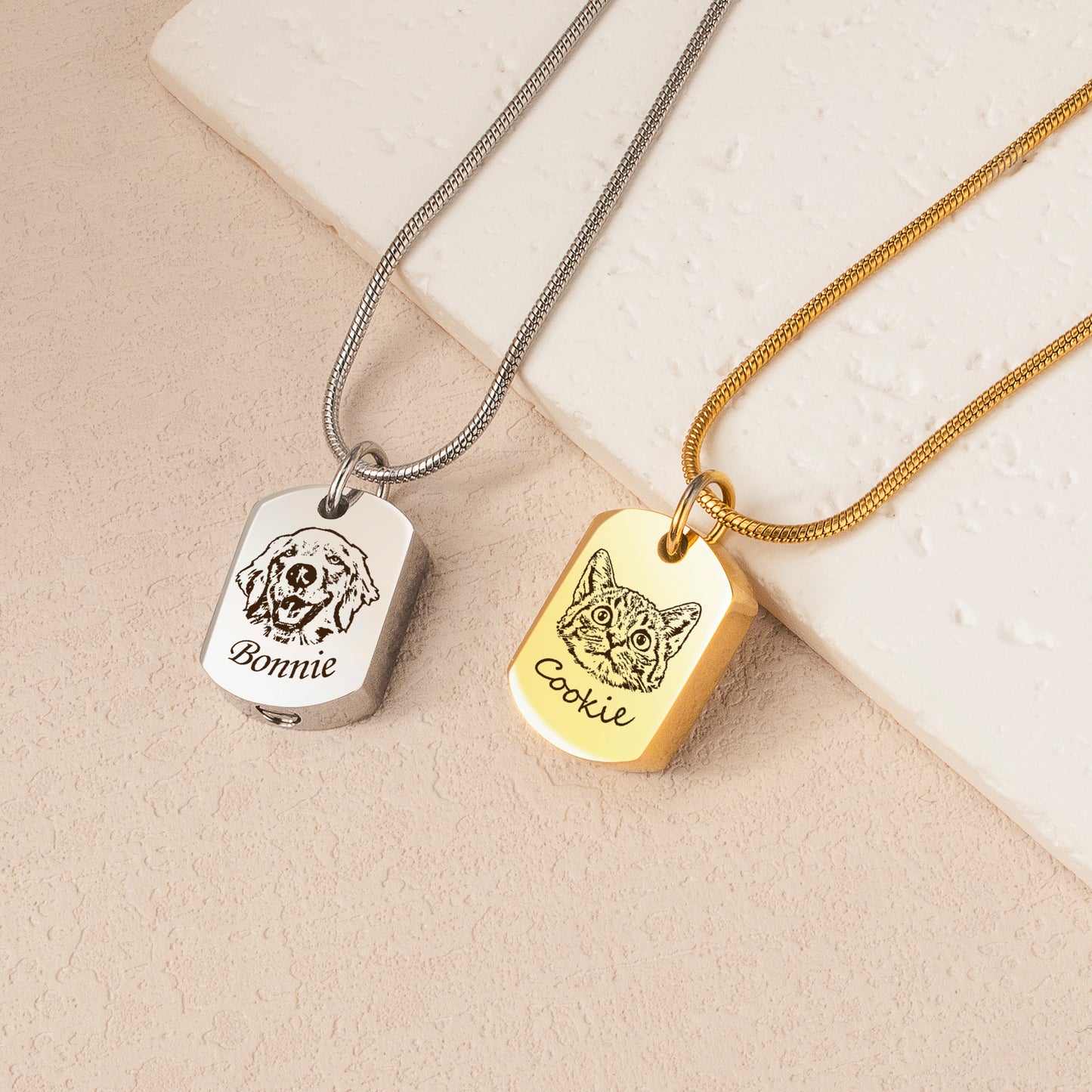 Custom Pet Portrait Dog Tag Memorial Necklace
