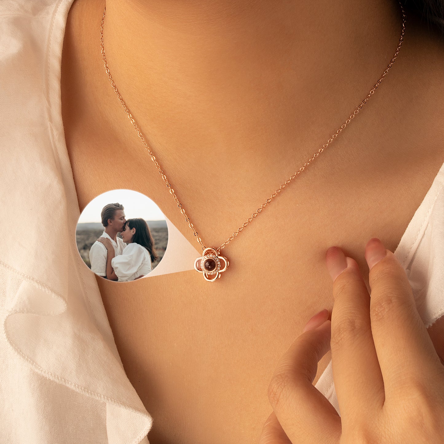 Clover Photo Projection Necklace