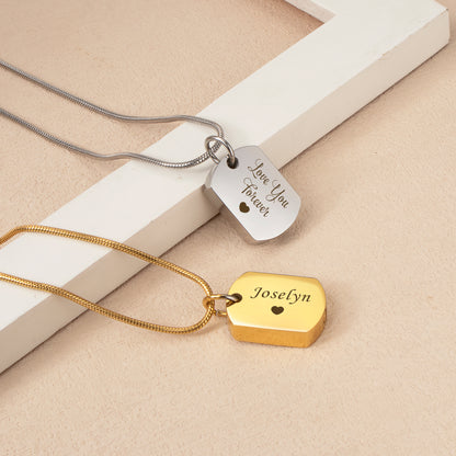 Vertical Engraving Dog Tag Memorial Necklace