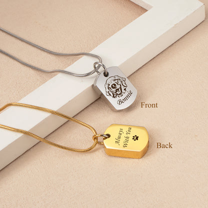 Custom Pet Portrait Dog Tag Memorial Necklace