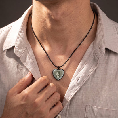 Heart Memorial Ashes Holder Necklace with Photo