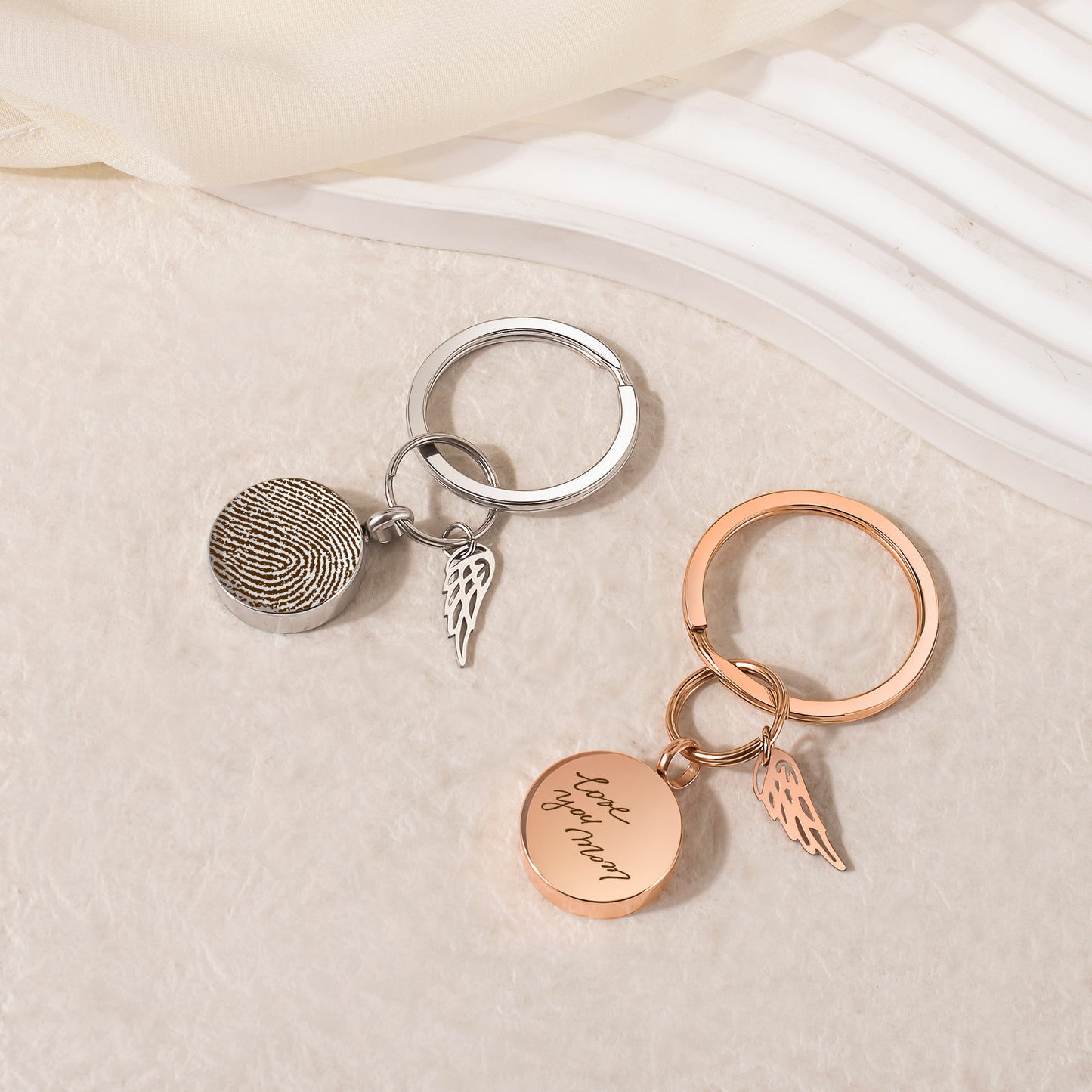 Round Fingerprint-Handwriting Coin Memorial Key Chain