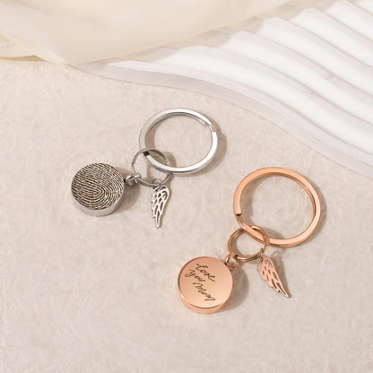 Round Fingerprint-Handwriting Coin Memorial Key Chain