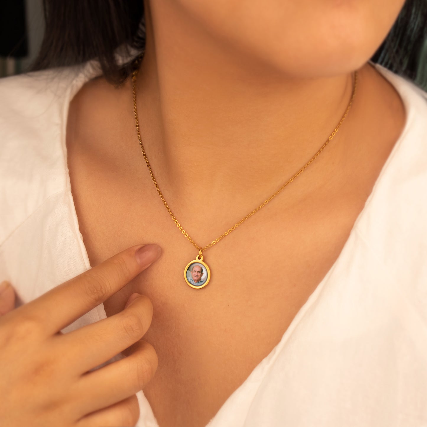Personalized Oval Photo Pendant Necklace with Glass Dome Cab