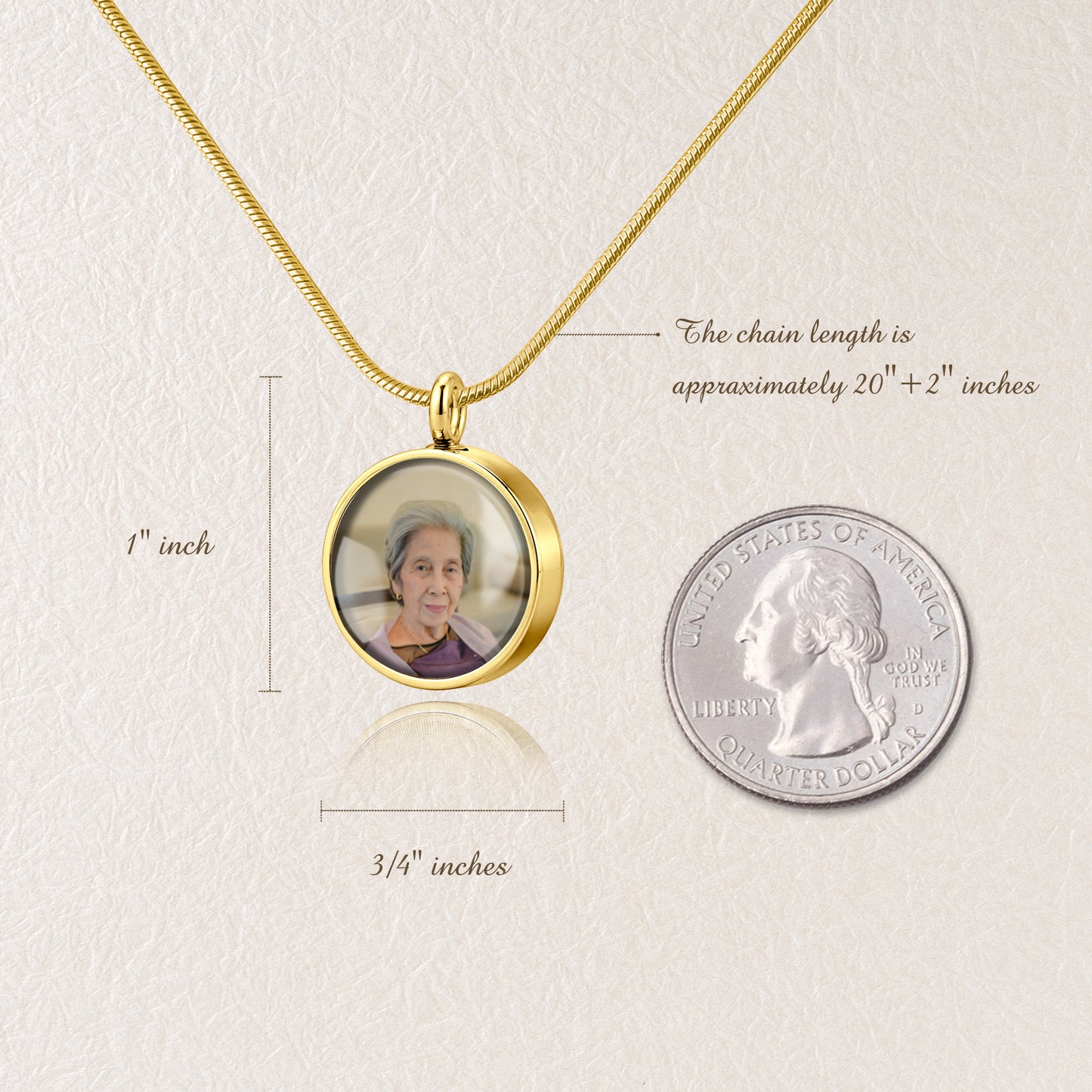 Round Memorial Ashes Holder Necklace with Photo