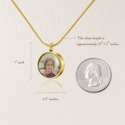 Round Memorial Ashes Holder Necklace with Photo