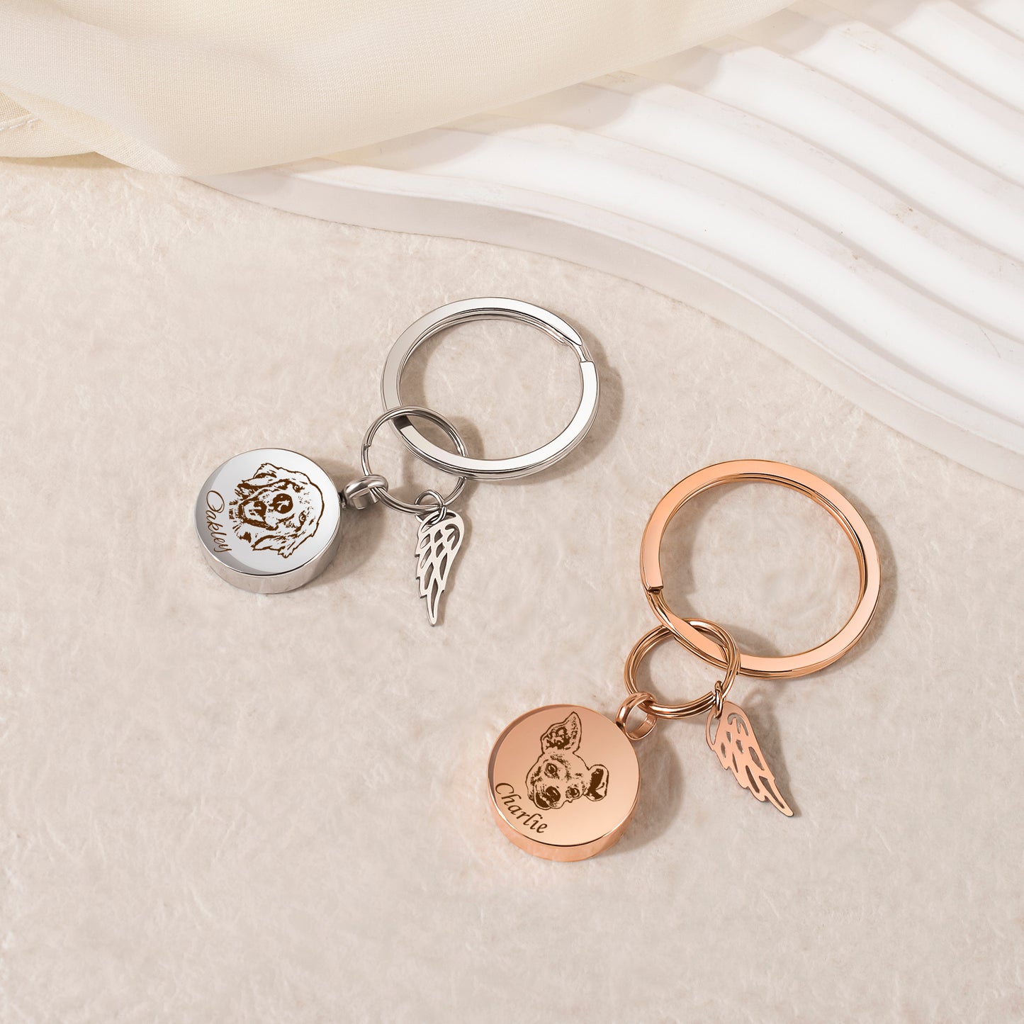 Round Pet Portrait Coin Memorial Key Chain