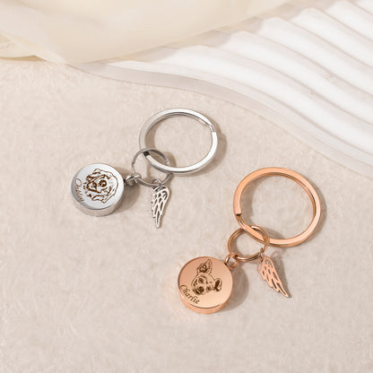 Round Pet Portrait Coin Memorial Key Chain