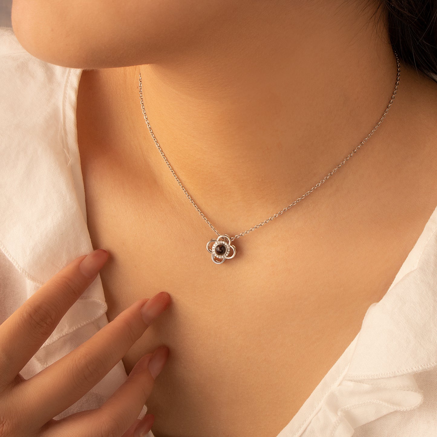 Clover Photo Projection Necklace