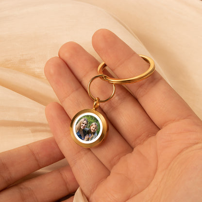 Glass Round Photo Locket Keychain