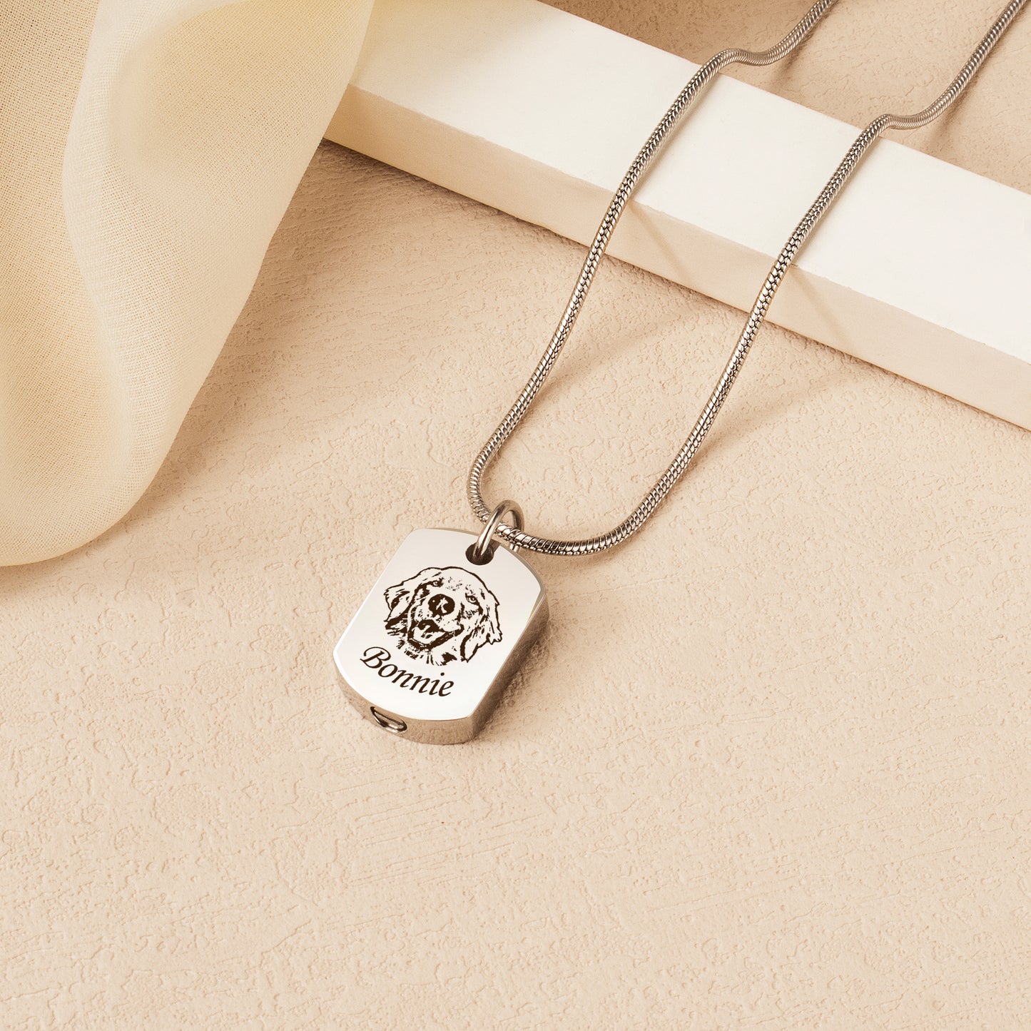 Custom Pet Portrait Dog Tag Memorial Necklace