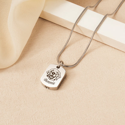 Custom Pet Portrait Dog Tag Memorial Necklace