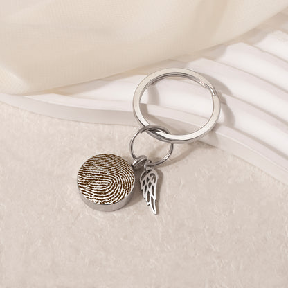 Round Fingerprint-Handwriting Coin Memorial Key Chain