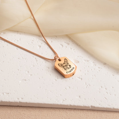 Custom Pet Portrait Dog Tag Memorial Necklace