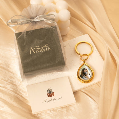 Glass Teardrop Photo Locket Pet Memorial Keychain