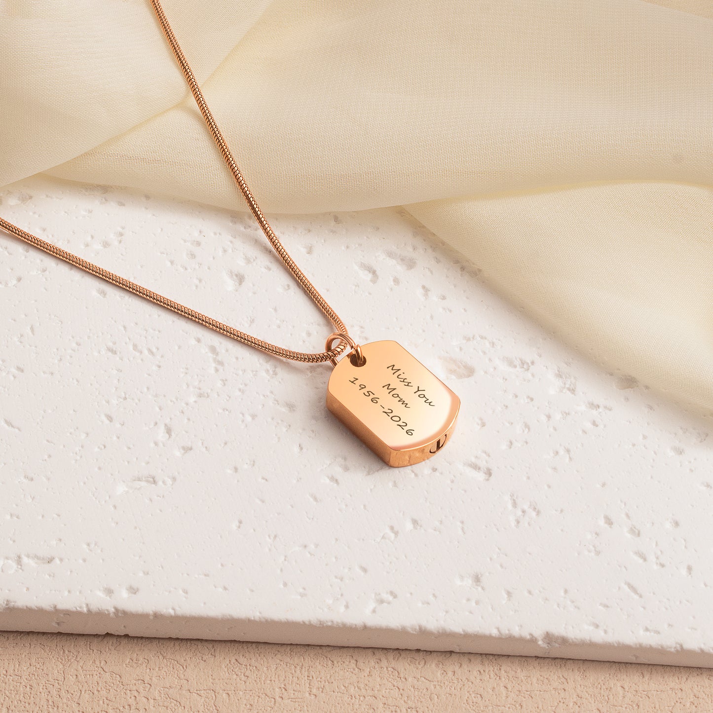 Vertical Engraving Dog Tag Memorial Necklace