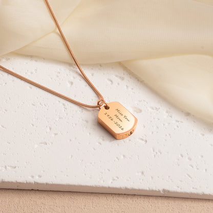 Vertical Engraving Dog Tag Memorial Necklace