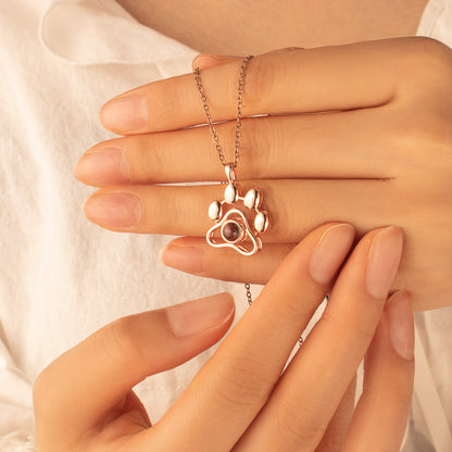 Paw Print Photo Photo Projection Necklace