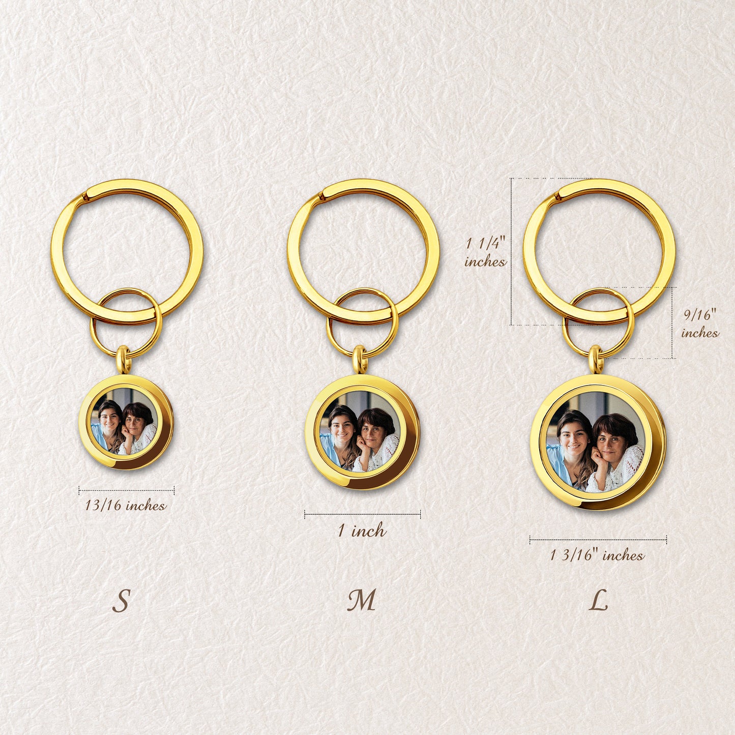 Glass Round Photo Locket Keychain