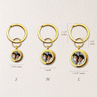 Glass Round Photo Locket Keychain
