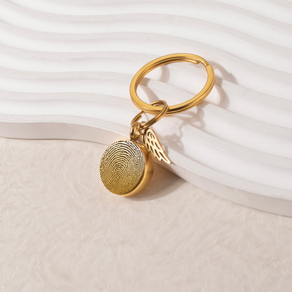 Round Fingerprint-Handwriting Coin Memorial Key Chain