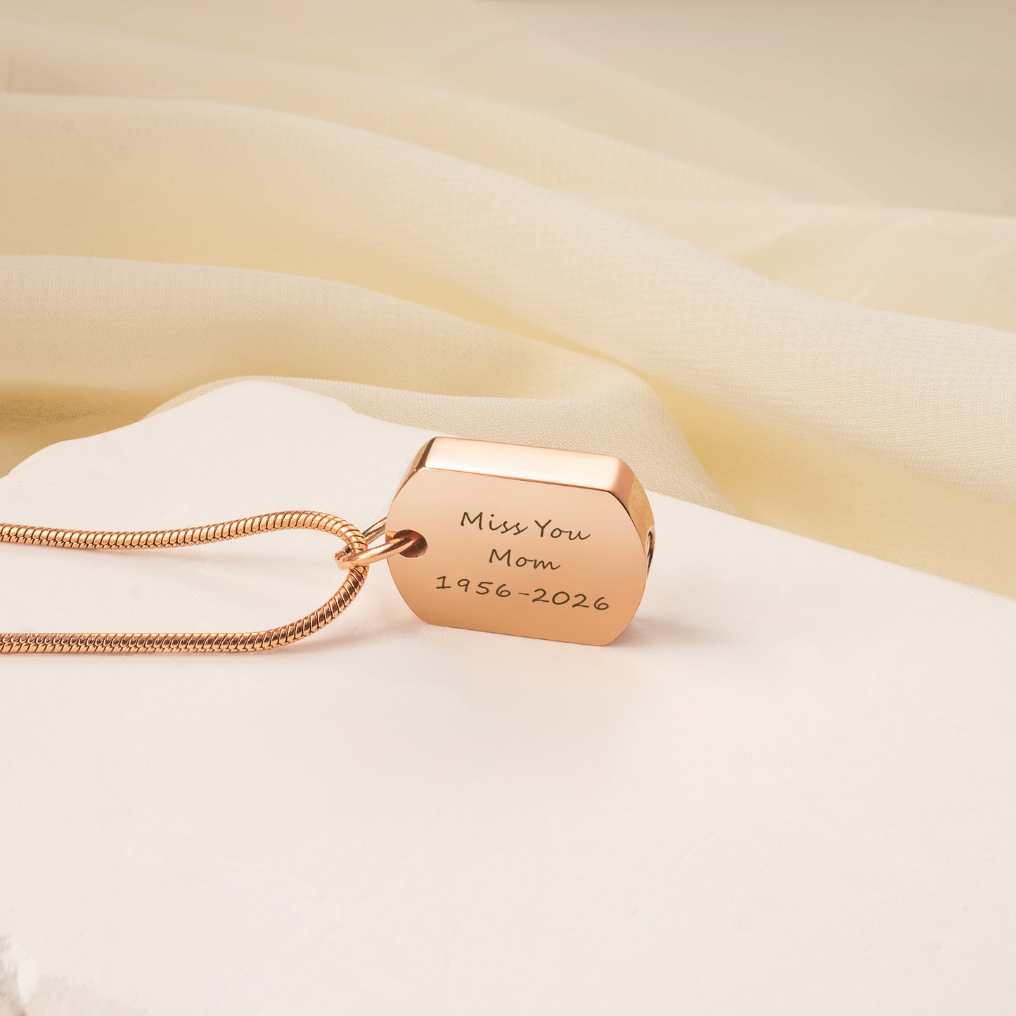 Vertical Engraving Dog Tag Memorial Necklace