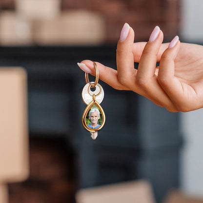 Glass Teardrop Photo Locket Keychain