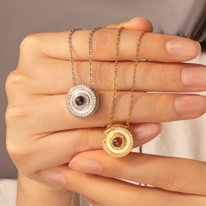 Round  Photo Projection Necklace