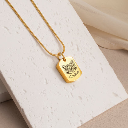 Custom Pet Portrait Dog Tag Memorial Necklace