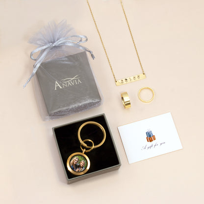 Glass Round Photo Locket Keychain