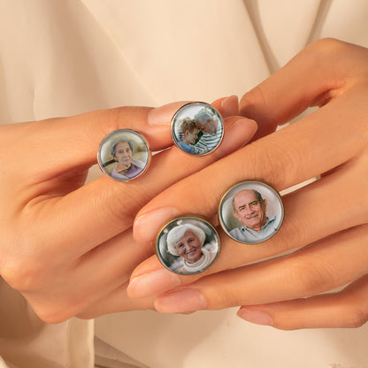 Round Photo Cufflinks with Glass Dome Cab