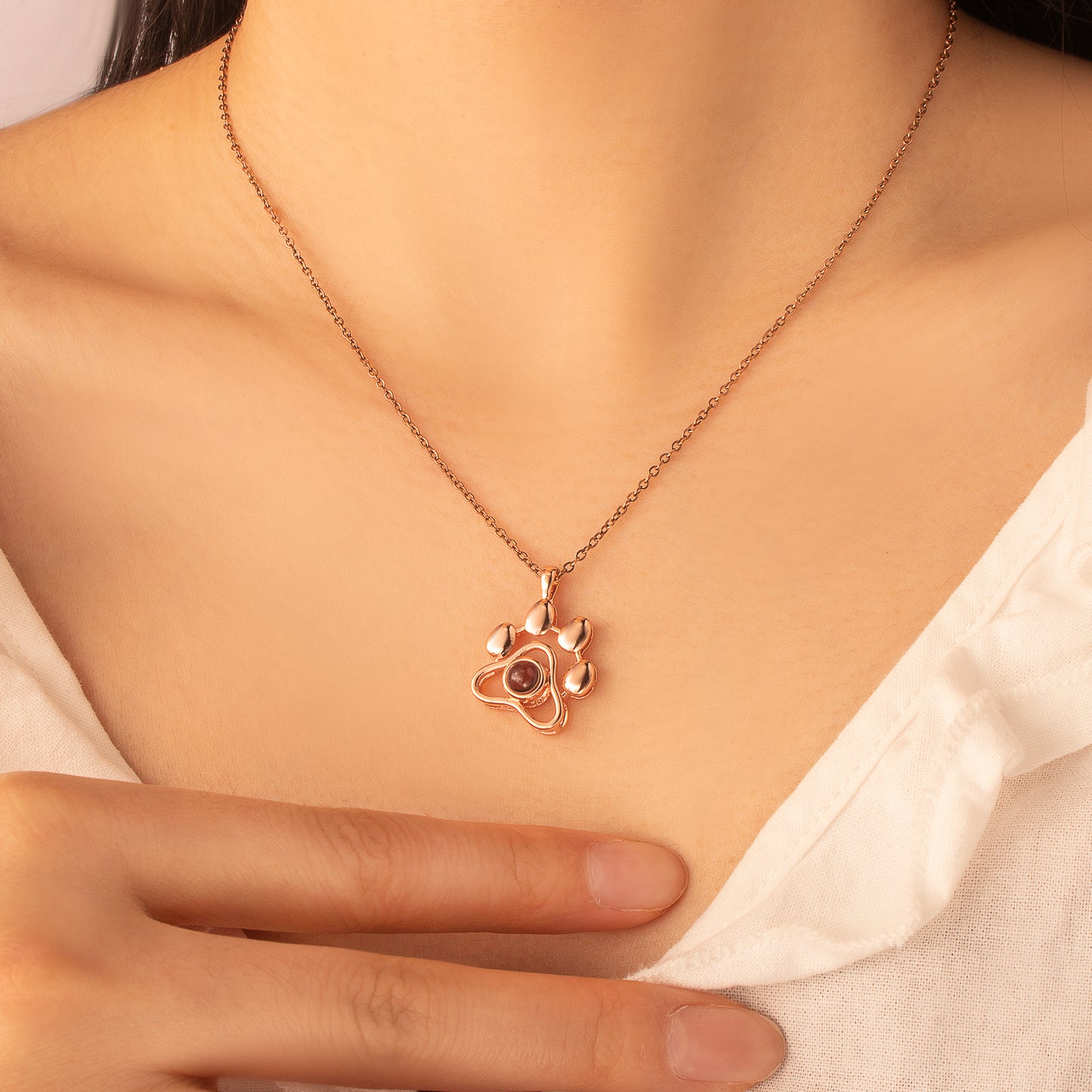 Paw Print Photo Photo Projection Necklace