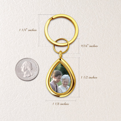 Glass Teardrop Photo Locket Keychain