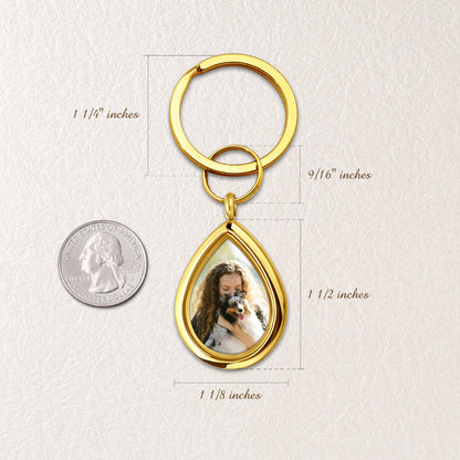Glass Teardrop Photo Locket Pet Memorial Keychain