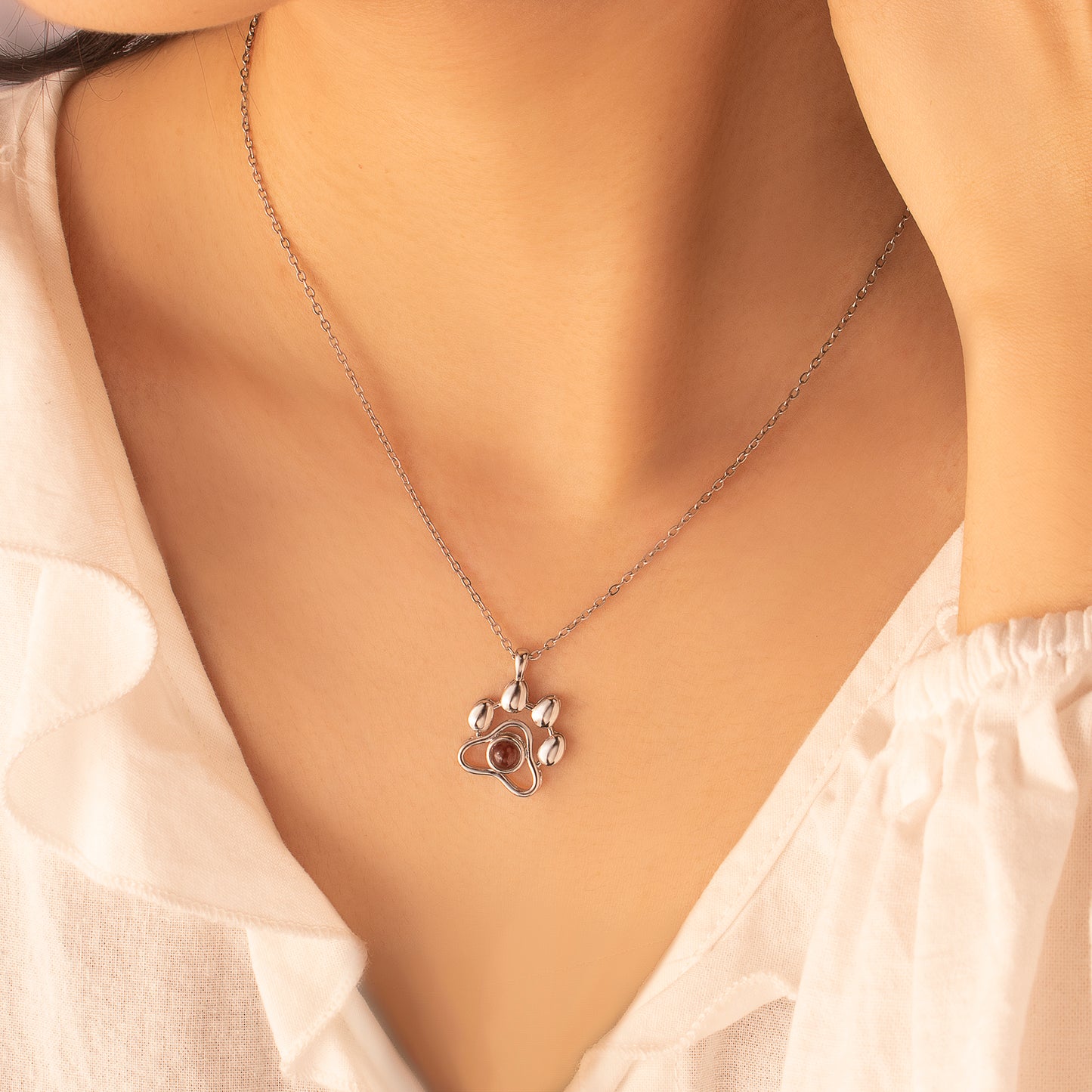Paw Print Photo Photo Projection Necklace