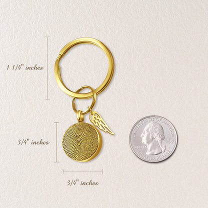 Round Fingerprint-Handwriting Coin Memorial Key Chain